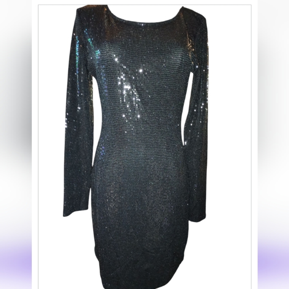 Jump Black Sequin Long Sleeve Dress